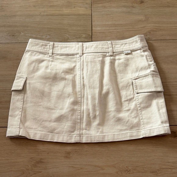 Billabong Womens Cream Cargo Mini Skirt Off White Denim Utility Size Medium - Picture 5 of 7
